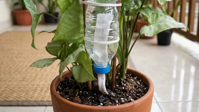 Bikin Alat Penyiram Tanaman Otomatis Tanpa Listrik, Modal Botol Bekas Aja!