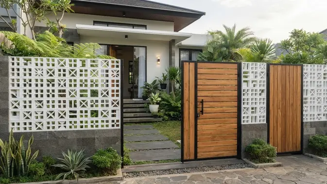 Kombinasi Warna dan Motif Pagar Roster Kayu yang Lagi Viral