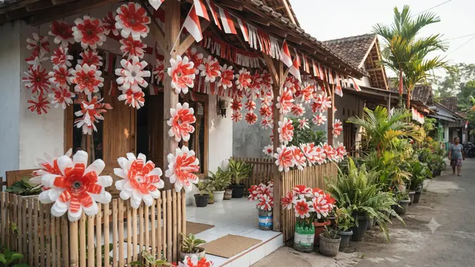 Botol Plastik Bekas Disulap Jadi Bunga Merah Putih, Estetik Parah!
