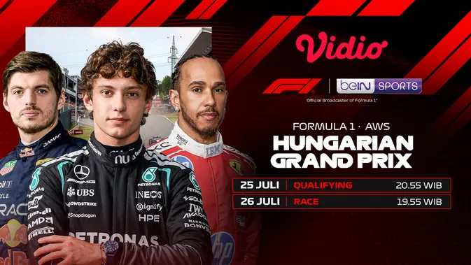 F1 GP Hungaria 2026 Siap Live di Vidio, Bestie!