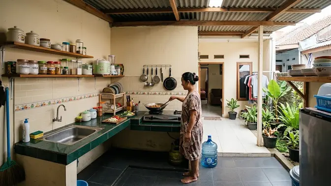 Rumah 6x8 Minimalis, Dapur Belakang dan 2 Kamar Jadi Incaran