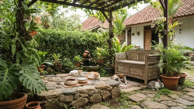 Bikin Area Makan Peliharaan Menyatu Sama Taman, Auto Estetik!