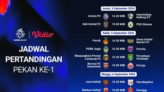 Jadwal BRI Super League 2026/27 Resmi di Vidio, Gas Nonton!