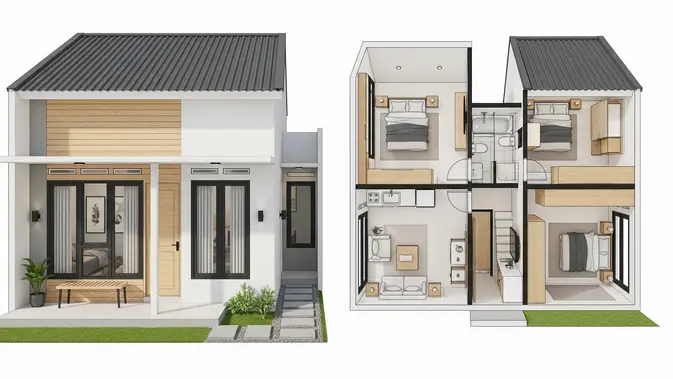 Rumah Tipe 21 Tiga Kamar, Sempit? Justru Bisa Estetik Parah