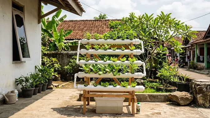 Kebun Hidroponik Tanpa Pompa Air, Hemat Biaya dan Gampang Dicoba