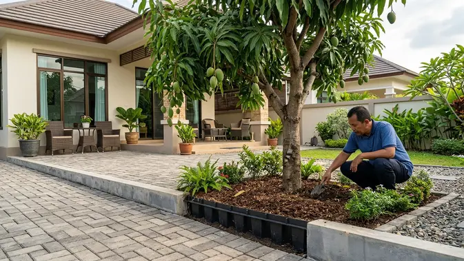Tanam Pohon Buah di Dekat Teras? Ini Trik Biar Paving Aman