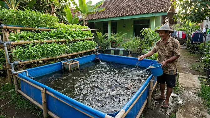 Ternak Lele di Kolam Terpal Sekalian Tanam Sayur, Hemat Tempat
