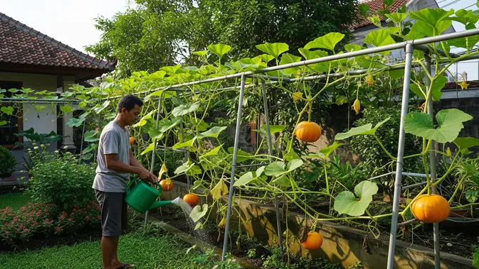 Trik Tanam Labu di Pagar Hollow, Buah Dijamin Nggak Gampang Jatuh