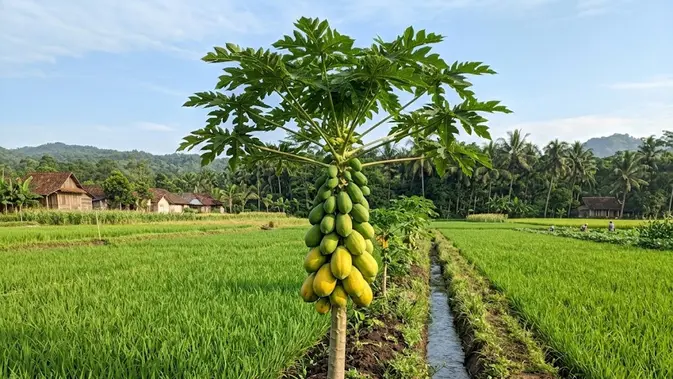 Pepaya Jadi Tanaman Sela di Sawah, Cuan Petani Auto Meledak?
