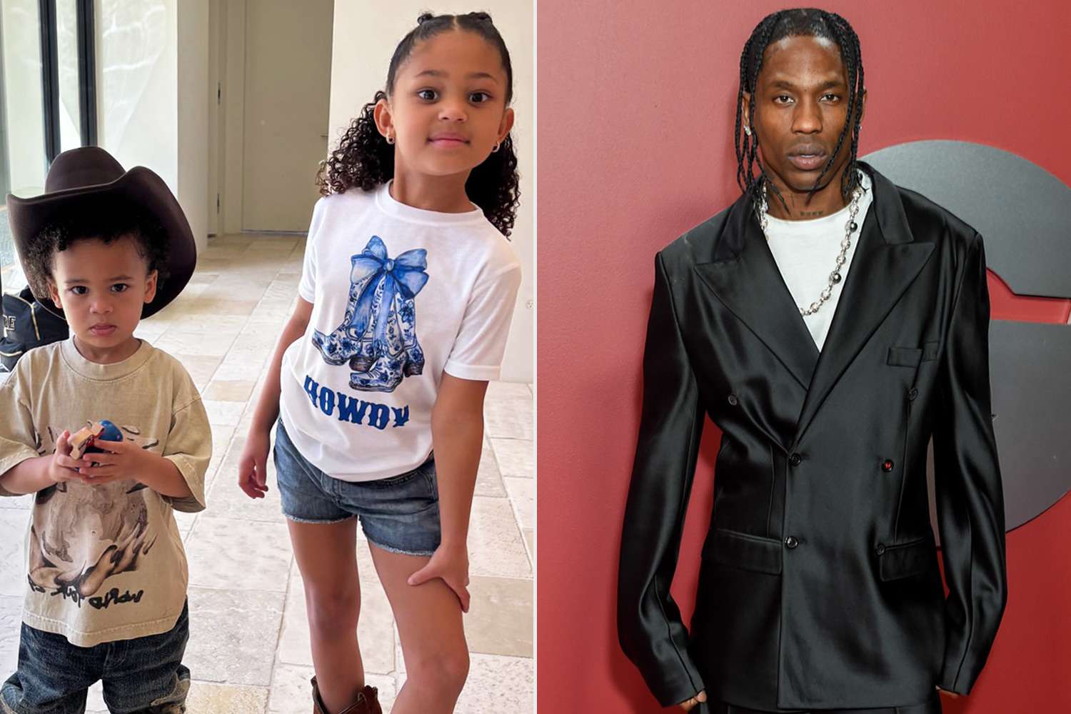 Travis Scott Pamer Momen Super Gemas Bareng Anak-Anaknya, Stormi dan Aire Jadi Cowboy Cilik!