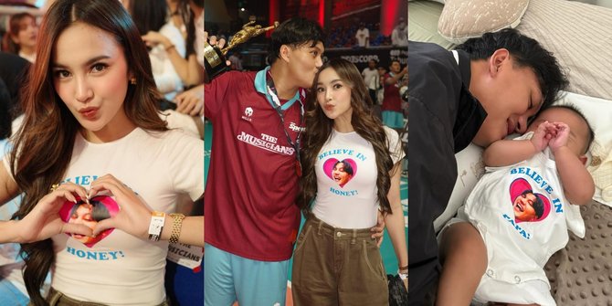 Gaya Kompak Mahalini dan Baby Selina Pakai Kaos Wajah Rizky Febian, Bikin Gemas! 