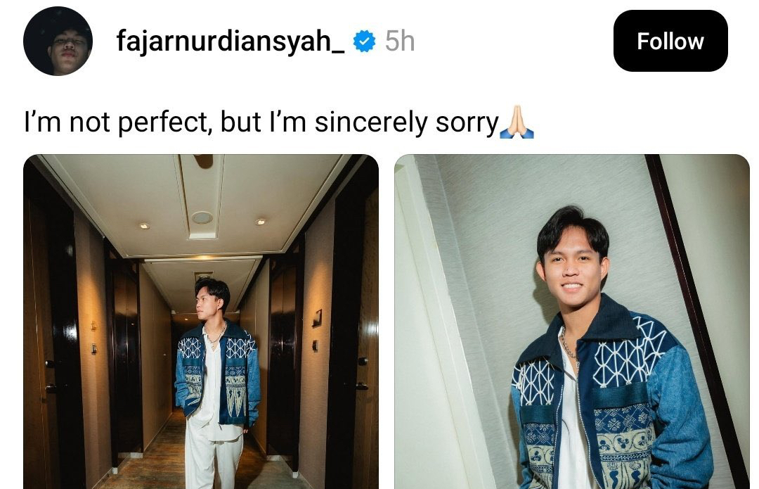 Fajar Noor Kepergok Selingkuh? Dihujat Netizen, Langsung Unggah Permintaan Maaf: 'I'm Not Perfect, But I'm Sincerely Sorry'