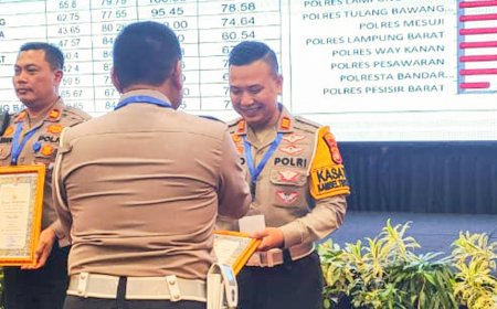 Polres Lampung Timur Borong Dua Penghargaan di Rakernis Ditlantas Polda Lampung