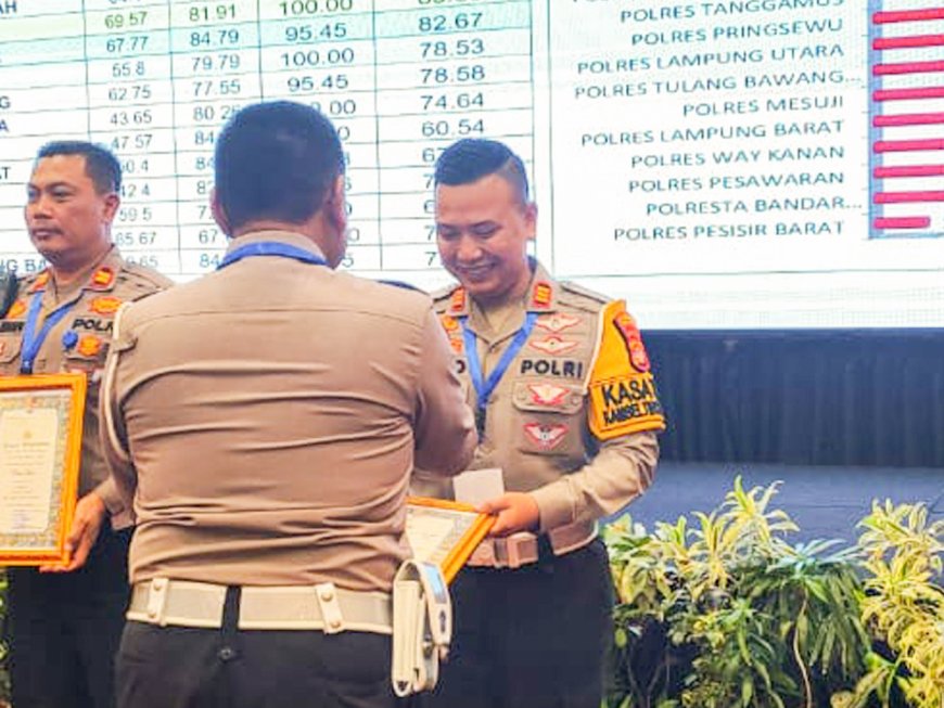 Polres Lampung Timur Borong Dua Penghargaan di Rakernis Ditlantas Polda Lampung