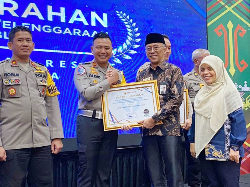 Polres Lampung Timur Raih Penghargaan Pelayanan Publik Kualitas Tinggi dari Ombudsman RI