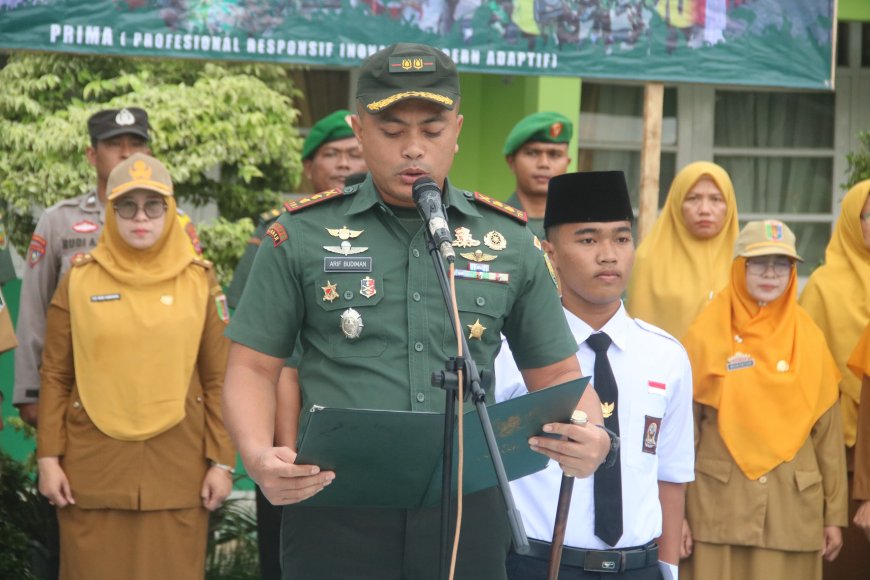 Menumbuhkan Nasionalisme di Kalangan Pelajar, Kodim Lamtim Gelar Upacara Bendera di SMA N 2 Sekampung