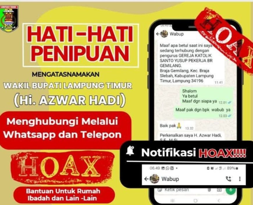 Waspada Penipuan Mengatasnamakan Wakil Bupati Lampung Timur