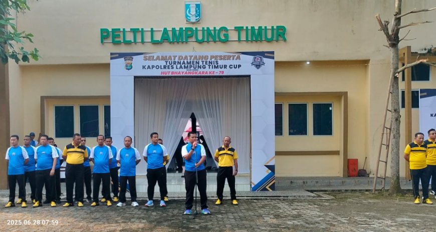 Pimpin Apel Pagi : Wakapolres Ajak Suskeskan Turnamen Tenis Kapolres Lampung Timur Cup 2025
