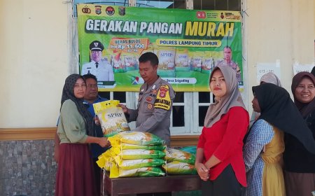 GPM Polsek Labuhan Maringgai Distribusikan Beras SPHP Enam Ton di 12 Titik