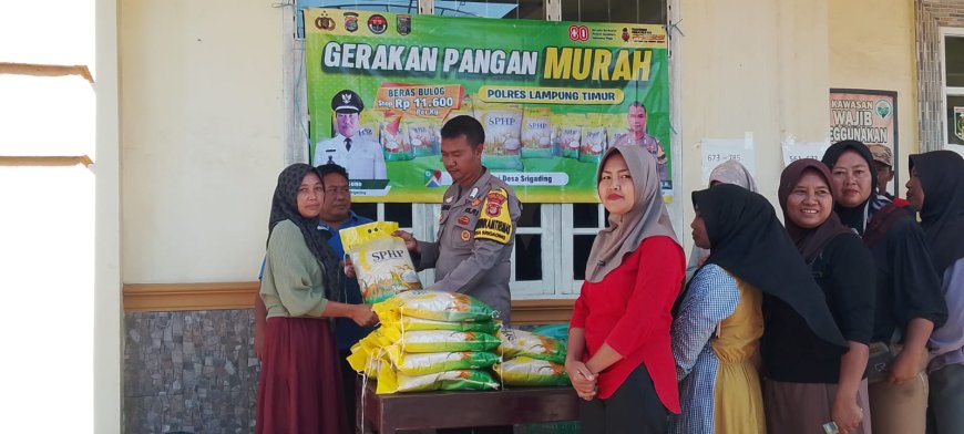 GPM Polsek Labuhan Maringgai Distribusikan Beras SPHP Enam Ton di 12 Titik