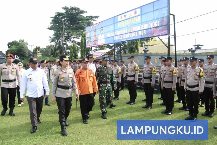 Polres Lampung Timur Pimpin Apel Kesiapsiagaan Hadapi Bencana Hidrometeorologi
