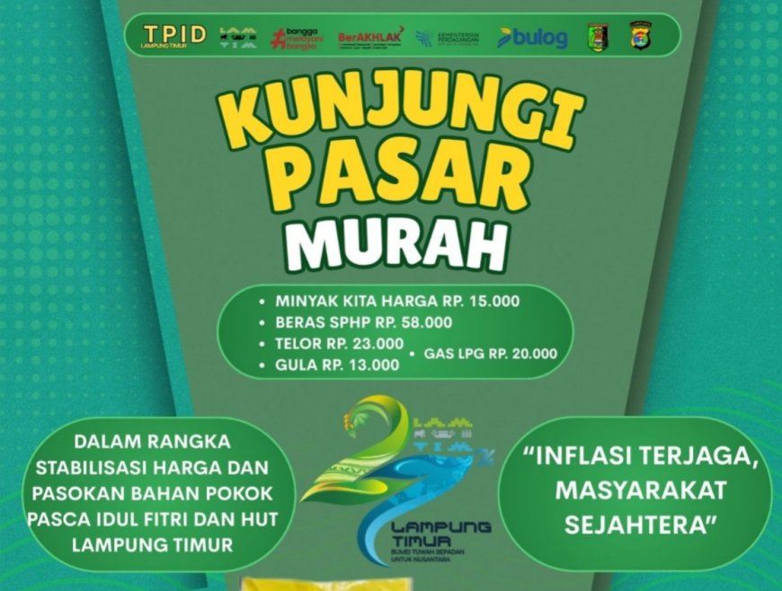 HUT Ke-27: Pemkab Lampung Timur Gelar Pasar Murah di Sribhawono, Besok!