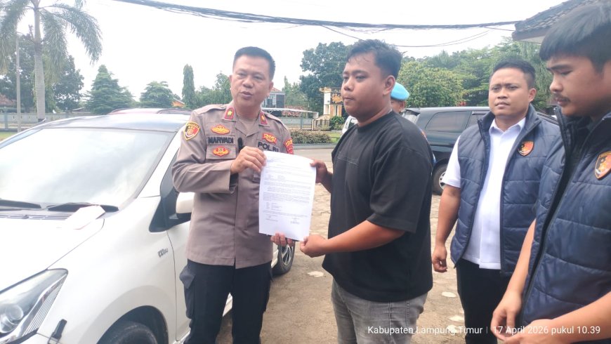 Mobil Kembali Tanpa Biaya, Korban Curat Apresiasi Kerja Cepat Polres Lampung Timur