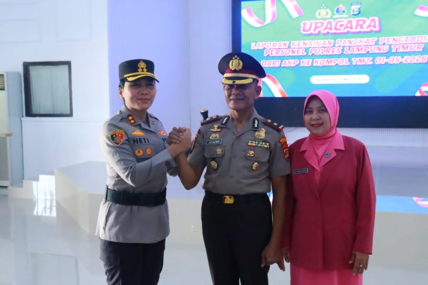 Kompol Suyatmo Raih Kenaikan Pangkat Pengabdian, Kapolres Lampung Timur: Penghargaan yang Tidak Semua Bisa Dapatkan