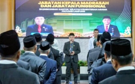 55 Kepala Madrasah di Lampung Dilantik, Kakanwil Kemenag Tekankan Kepemimpinan dan Integritas