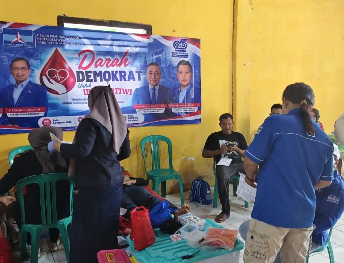 41 Kantong Darah Terkumpul, Demokrat Lampung Timur Gelar Aksi,Darah Demokrat Untuk Ibu Pertiwi