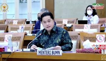 Foto: Rapat Kerja Komisi VI DPR RI dengan Menteri BUMN Erick Thohir (Tangkapan Layar Youtube DPR RI)