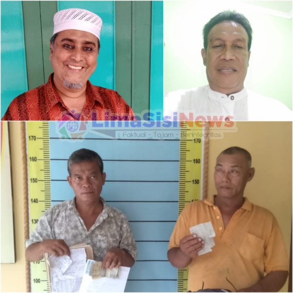 Tokoh Agama Ramatullah (kiri atas), Tokoh Pemuda Edi Warsito alias Edi Lung (kanan atas) & Kedua tersangka SAL dan LGN (bawah)