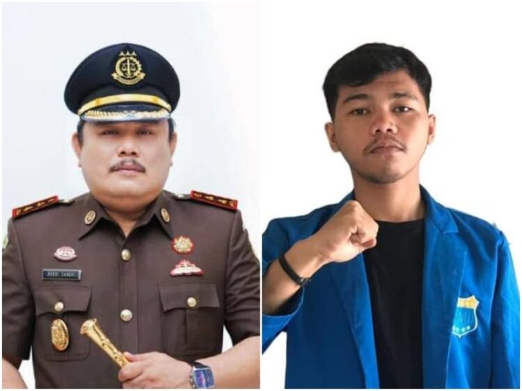 Kajari Simalungun, Bobbi Sandri, SH, MH (kiri) dan Ketua PC PMII Pematang Siantar-Simalungun, Rifki Pratama (kanan)