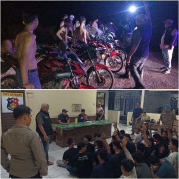 Sejumlah remaja dan sepeda motor yang diamankan di Polsek Buntu Pane. (mass)