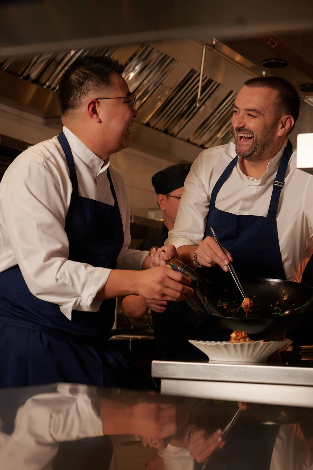 Chef Bobby Sutanto cooking at Bar des Prés Dubai