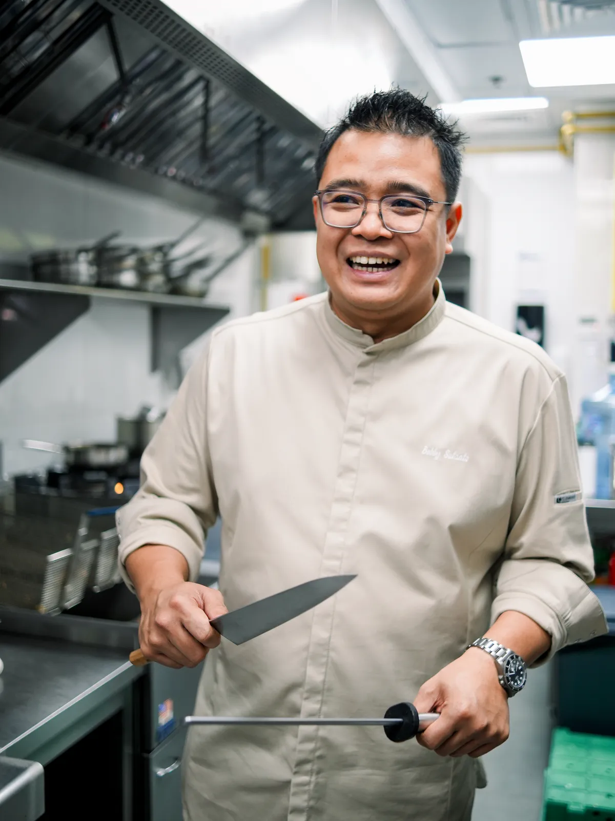 Chef Bobby Sutanto in the Bobi Bowl kitchen