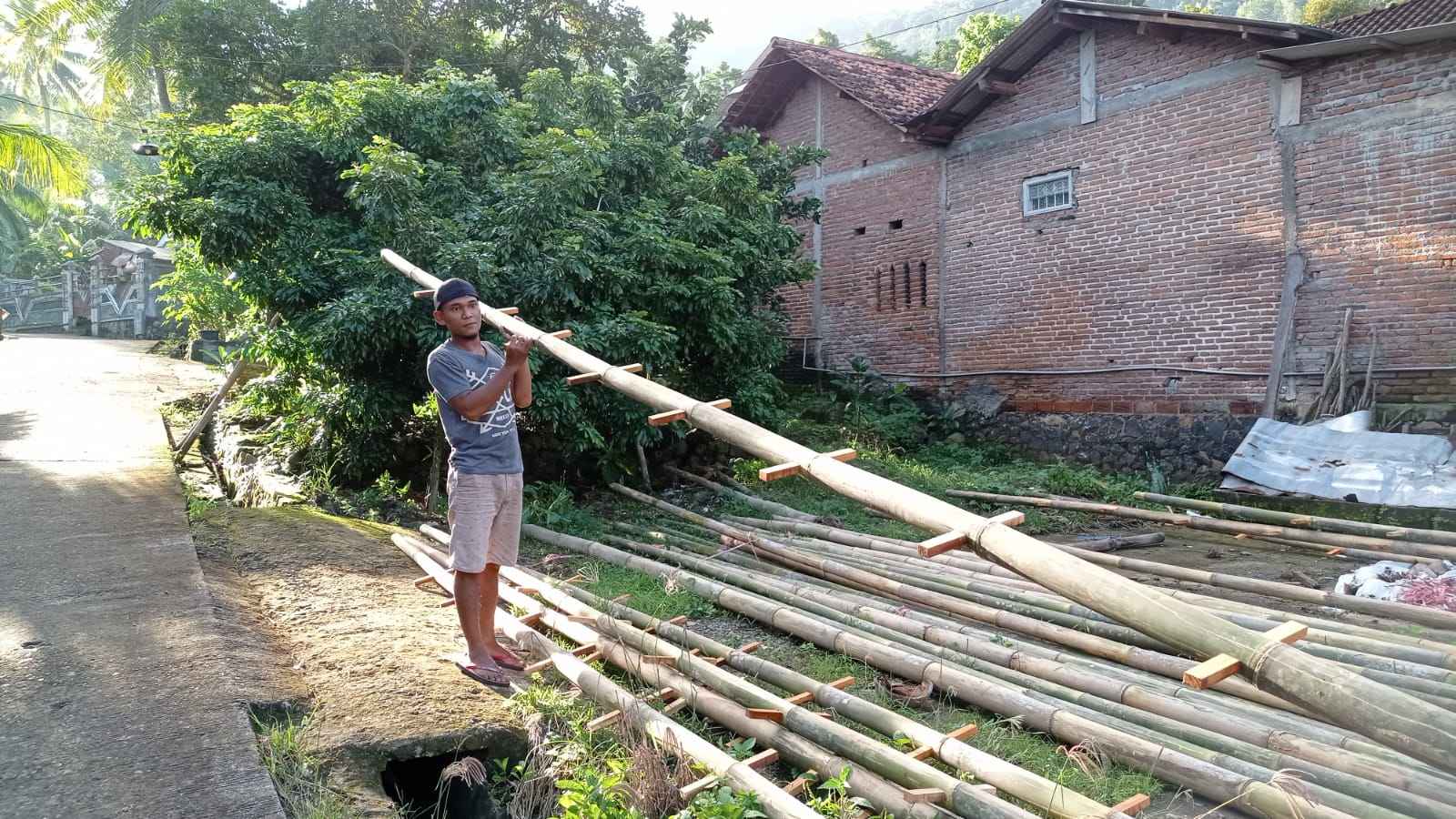 Panen Cengkeh Dekat, Petani Watulimo Produksi Tangga Bambu Mandiri