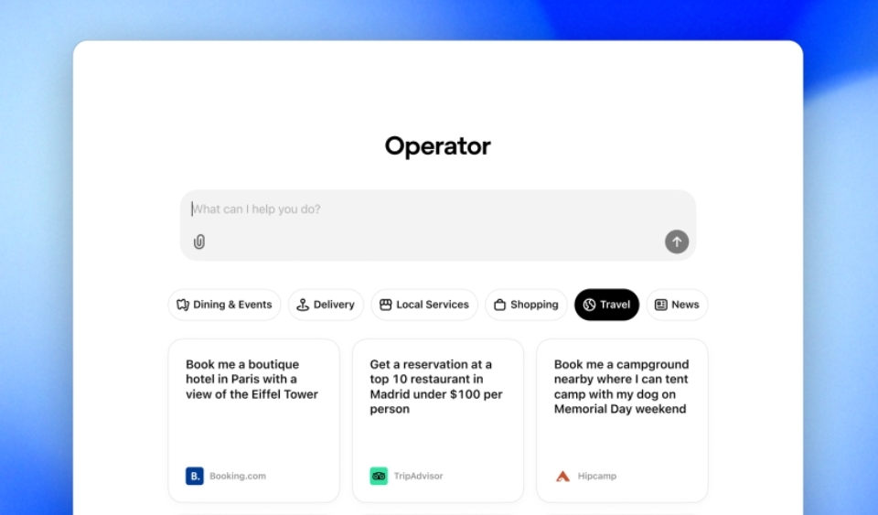 OpenAI Luncurkan Operator: AI Agent Canggih untuk Otomatisasi Tugas Online Tangkapan layar antarmuka Operator, AI agent yang baru diluncurkan OpenAI.