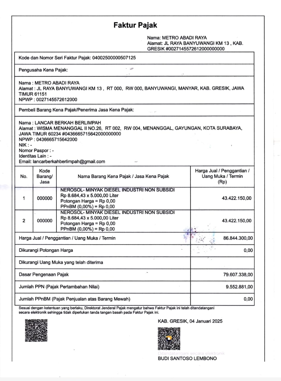 bukti transaksi faktur pajak