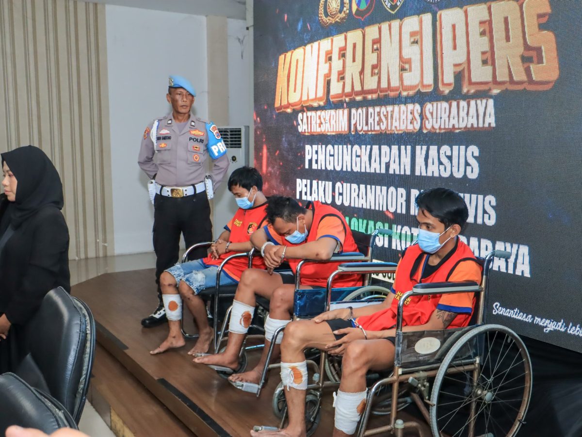 Tiga Residivis Curanmor Dibekuk Jatanras Satreskrim Polrestabes Surabaya