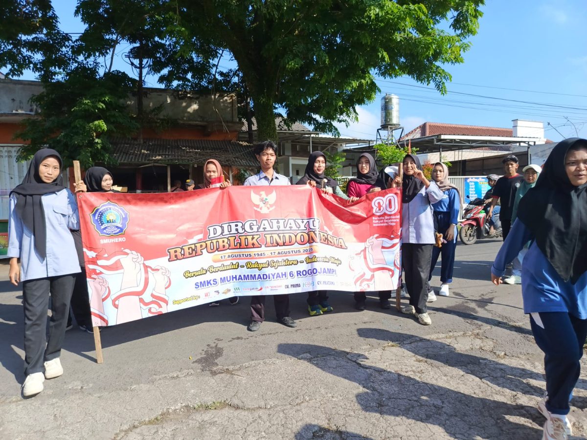 SMK Muhammadiyah 6 Rogojampi Meriahkan HUT RI ke-80 dengan Jalan Sehat