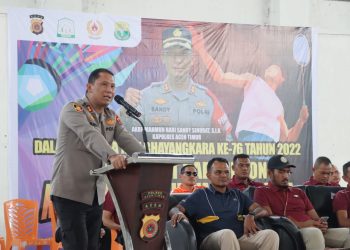 Kapolres Aceh Timur saat Membuka Badminton Kapolres Cup III Dalam Rangka Hari Bhayangkara ke-76