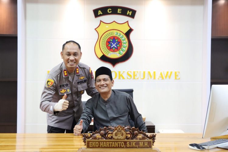 Kapolres Lhokseumawe AKBP Eko Hartanto, S.I.K., M.H menyambut baik kunjungan ulama Kharismatik Aceh yaitu Waled Muzakir atau lebih dikenal dengan Waled Lapang