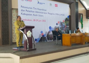 Wakil Bupati Aceh Utara Fauzi Yusuf membuka kegiatan pelatihan administrator pengelola SP4N-Lapor!