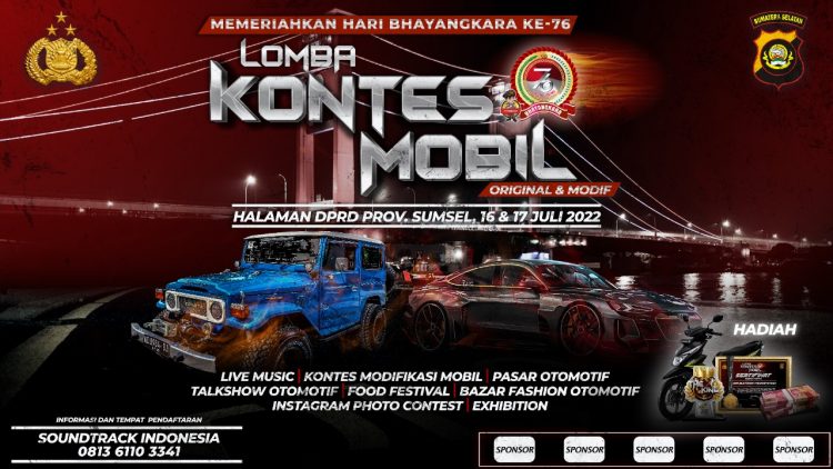 Lomba kontes mobil klasik, modif dan original Polda Sumsel dalam rangka memeriahkan Hari Ulang Tahun (HUT) Bhayangkara ke-76 yang digelar 16 dan 17 Juli 2022