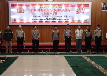 Polres Kuantan Singingi Ikuti Acara Doa Bersama Lintas Agama secara virtual yang Dipimpin Kapolri di Mabes Polri