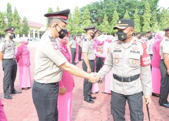 Upacara Kenaikan Pangkat setingkat lebih tinggi yang dipimpin langsung Kapolres Aceh Tamiang