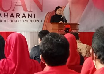 Puan Maharani saat Memberikan Sambutan di Kantor DPC PDIP Kabupaten Tegal dalam Kunjungan Kerjanya ke Kabupaten Tegal