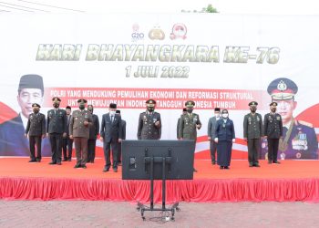 Upacara HUT Bhayangkara ke 76 Polres Aceh Tamiang secara virtual