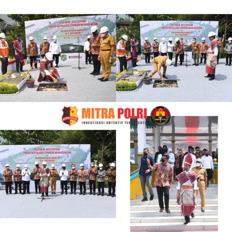 Revitalisasi Lapangan Merdeka dimulai dengan ditandai peletakan batu pertama oleh Presiden Joko Widodo